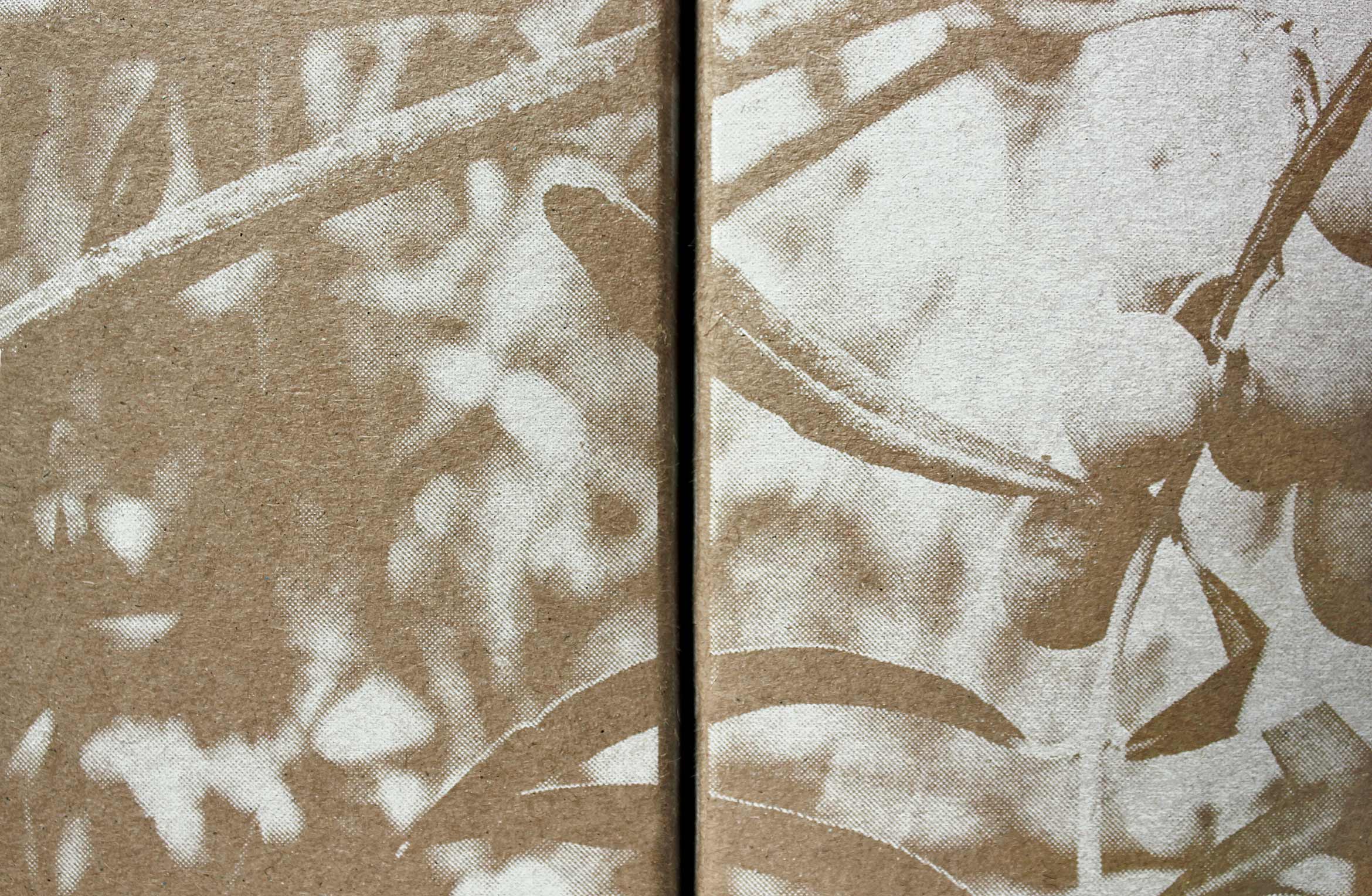 Pure olive oil packaging detail tree print