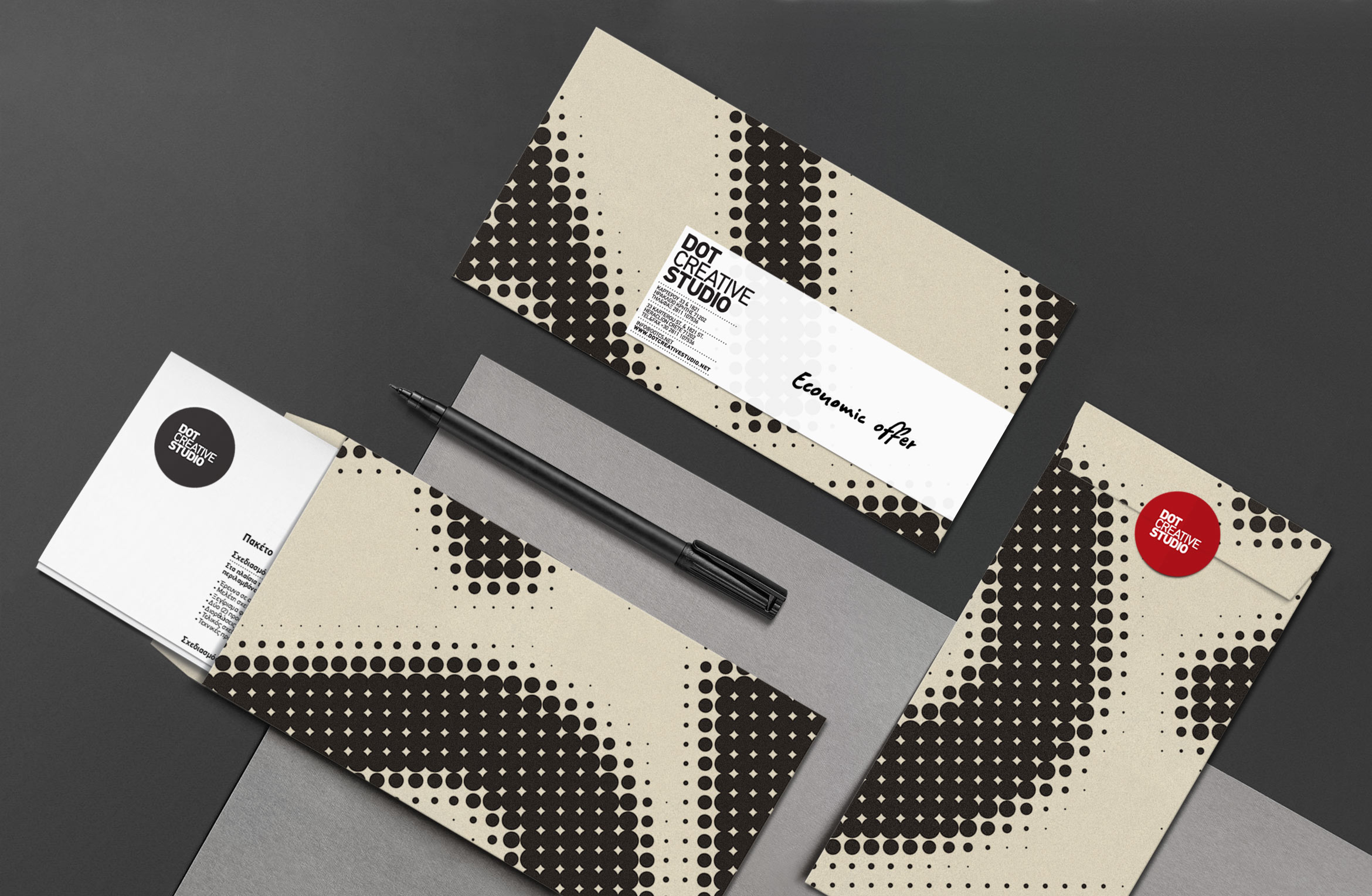 Dot Creative Studio envelope and sticker