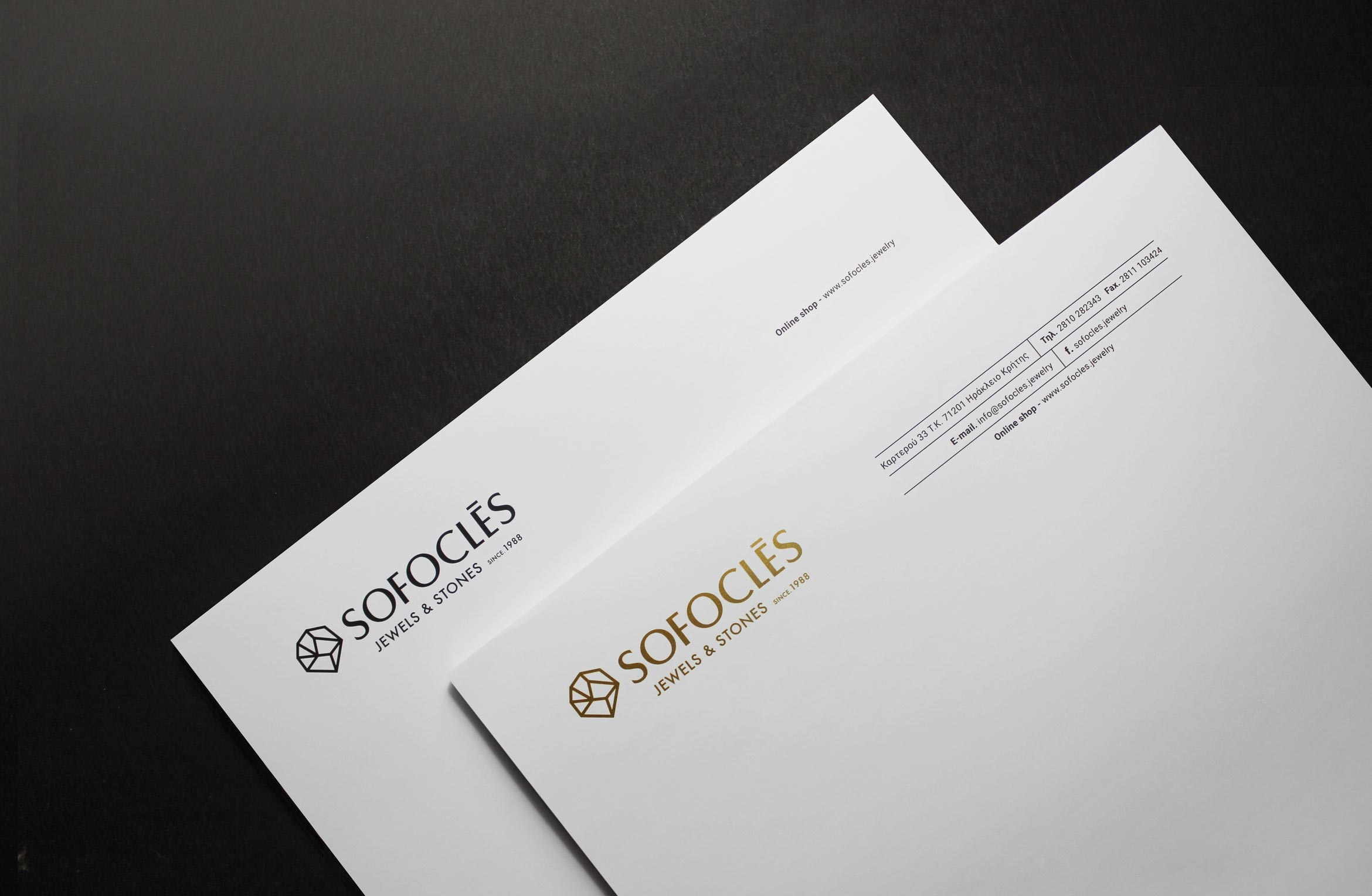 sofocles jewelry letterhead by dot creative studio