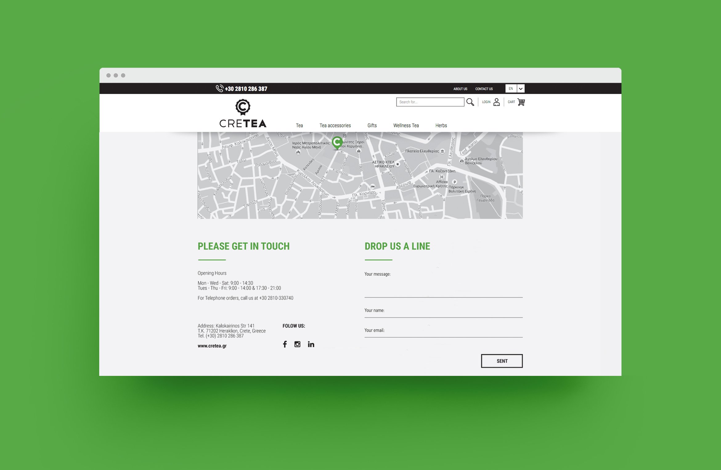 cretea webdesign contact page