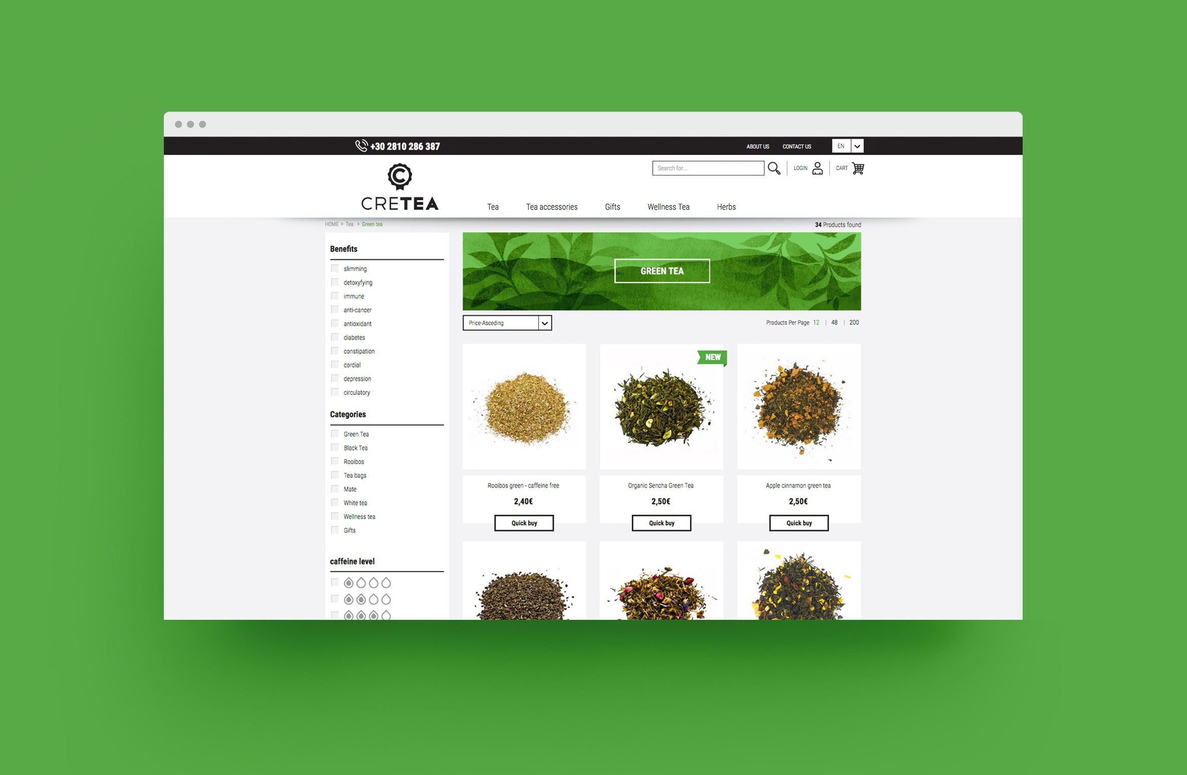 cretea web shop product page